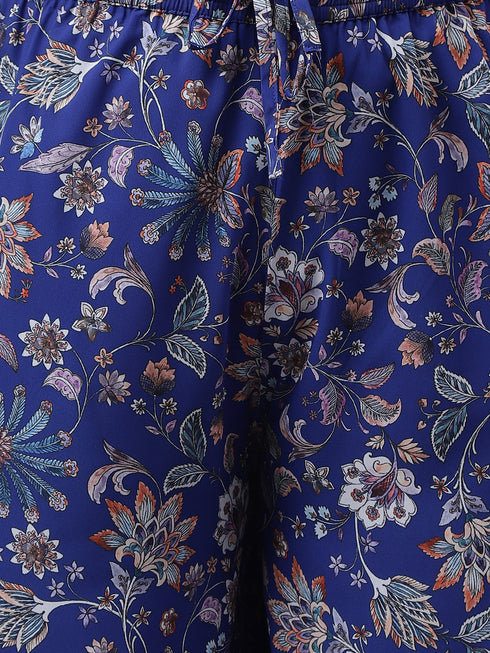 Plus Size Dark Blue Georgette Kurta With Palazzo and Dupatta